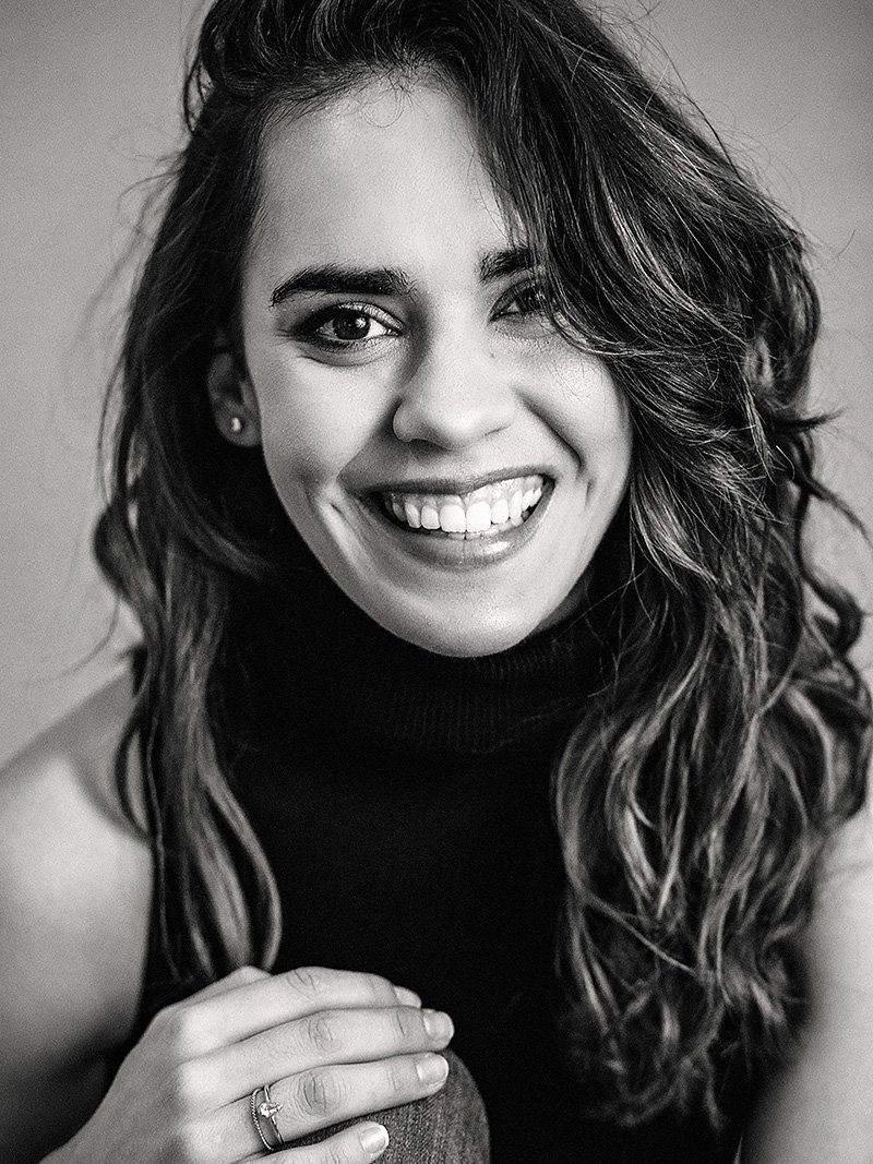 A magazine-style cover portrait of a businesswoman